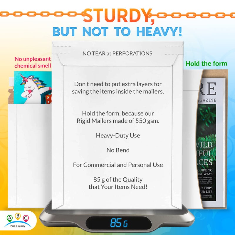 ABC PACK & SUPPLY White Rigid Mailers, 12.75 x 15 Inches. Pack of 25 Photo Mailer Envelopes. Flat Cardboard Mailers Self-Seal. Sturdy Cardboard Photo Envelope. Recyclable Hard Shipping Envelopes - Image 3